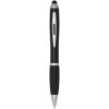 Stylo bille à stylet en plastique recyclé RCS avec corps coloré et grip noir (encre noire) Nash