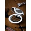 Miroir de maquillage compact et rond (Ø 8,3 cm) en ABS avec deux miroirs en verre, dont un dans le couvercle