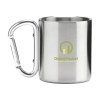 Tasse à double paroi en acier inoxydable recyclé avec une anse originale en forme de mousqueton