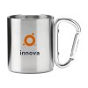Tasse à double paroi en acier inoxydable recyclé avec une anse originale en forme de mousqueton