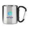 Tasse à double paroi en acier inoxydable recyclé avec une anse originale en forme de mousqueton