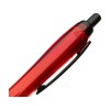 Stylo à bille à encre bleue avec corps coloré translucide, zone de préhension antidérapante, embout en caoutchouc, clip en métal et accents noires.