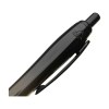 Stylo à bille à encre bleue avec corps coloré translucide, zone de préhension antidérapante, embout en caoutchouc, clip en métal et accents noires.
