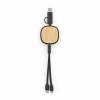 Bohr Câble 3-en-1 en rABS et Bambou. 1 m rétractable. 10 W