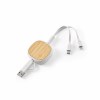 Bohr Câble 3-en-1 en rABS et Bambou. 1 m rétractable. 10 W