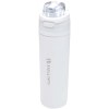 Bouteille d'eau Theron 800 ml en acier inoxydable à simple paroi recyclé RCS, avec bouchon à double fonction et paille rabatt