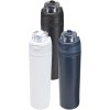 Bouteille d'eau Theron 800 ml en acier inoxydable à simple paroi recyclé RCS, avec bouchon à double fonction et paille rabatt